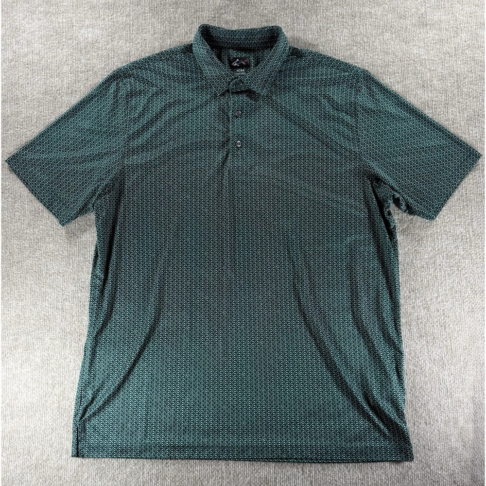 Greg Norman Play‎ Golf Polo Mens XL Green All Over Golf Club Print Shirt